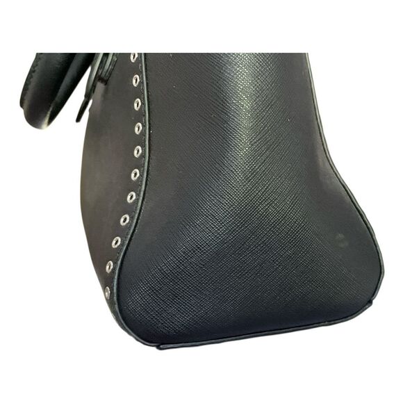 Michael Kors Mercer Gallery Medium Satchel Black Leather Eyelet Trim Crossbody - Picture 5 of 5